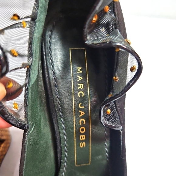 Marc Jacobs Vintage Block Wedge Cutout Black Suede shoes size 38.5 (8.5) - Picture 2 of 7